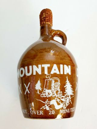 Vintage Mountain Dew Brown Ceramic Jug With Corn Cob Stopper Cork