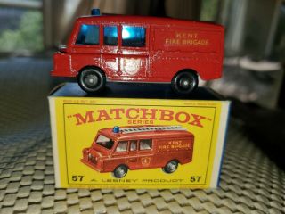 Vintage Matchbox Lesney No.  57 Land Rover Kent Fire Truck