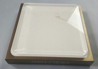 Jimmy Choo Gold & White One Piece Logo Display In Steel Metal Bronze Plexiglass