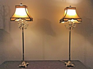Chelsea House Tall Cast Brass Gold Filigree Buffet /table Lamps