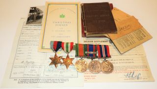 Ww2 Canadian Silver War Medal Grouping Italy Star Paybook Photo 7th Anti Tank