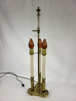 Vintage Stiffel Table Lamp Brass 3 - Way Candle Light French Bouillotte