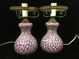 Vintage Fratelli Toso Murano Millefiori Italian Art Glass Lamp Bases