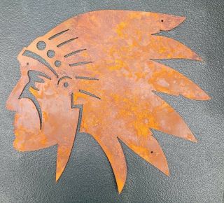 Rare Rustic Vintage Recherce Native American Indian 14 " Metal Sign Porcelain