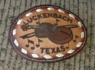 Luckenbach Texas Belt Buckle Leather Travel Souvenir Vtg Estate Find Old