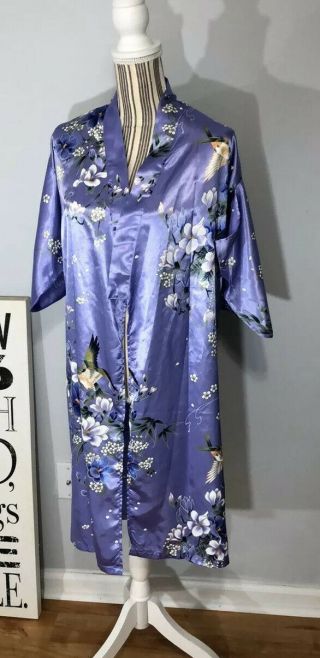 Brautiful Japanese Kimono Floral And Bird In Purple Background Size 40