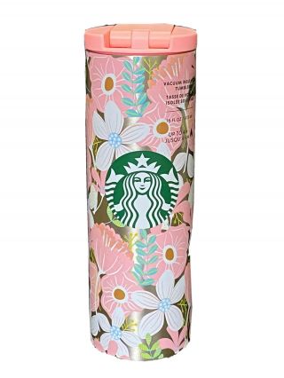 Starbucks Limited Edition Stainless Steel Pink Floral Tumbler 16 Fl Oz 2020
