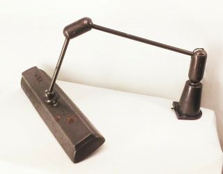 Vtg Antique Industrial Factory Machine Light Adjustable Lamp Arm Fixture Shade