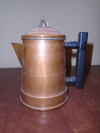 Vintage Small 4 Cup Copper Coffee Pot Percolator Stove Top Or Camping W/ Insert