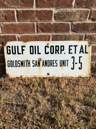 Porcelain Gulf Oil Lease Sign Texaco Oilfield Oil And Gas Porcelain Well Sign