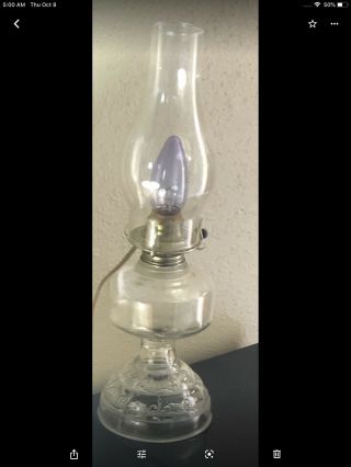 Vintage Clear Glass P&a Oil Burner Lamp Converted To Electrical