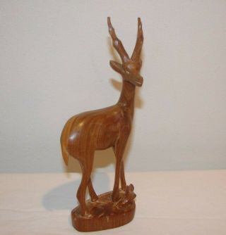 Carved Wood African Gazelle Antelope Art Statue Primitive