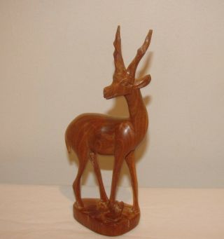 Carved Wood African Gazelle Antelope Art Statue Primitive 3