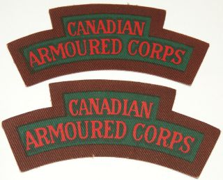 Ww1 Ww2 World War Two Canadian Armoured Corps Shoulder Title Printed Canvas