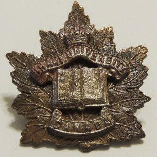 Ww1 World War One Canadian Officers Khaki University Collar Badge Hicks & Sons