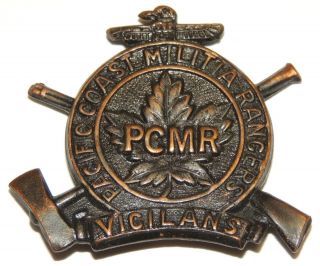 Rare Ww1 Ww2 Canadian Pcmr Pacific Coast Militia Rangers Cap Badge Pmp Marked