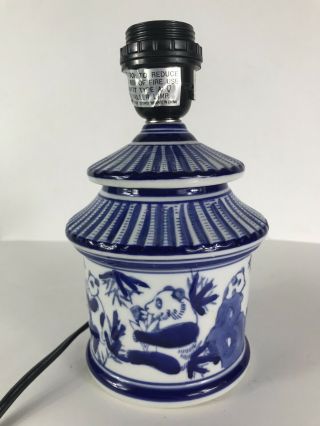 Asian Style Lamp Blue & White Panda Bear Pagoda Shape Accent Lamp Decor Oriental 2