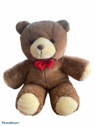 Gerber Tlc Vintage Teddy Bear Brown Tan Stuffed Animal Plush Toy Red Bow 20 "