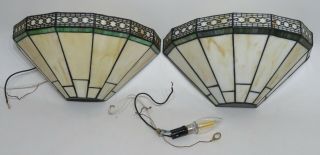 Mission Style Arts And Crafts Stained Glass Wall Sconces 12½ " X 7 "