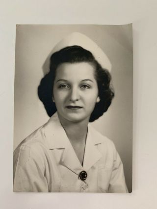 Vintage Nurse Portrait Photograph 5 X 7 Black And White