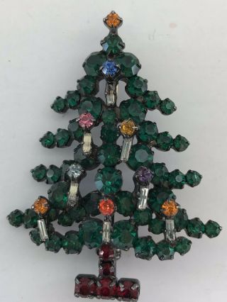 Vintage 2 - 1/4 Inch Made In Austria Christmas Tree Pin Brooch