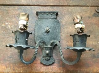 Vintage Brass Arts & Crafts Wall Sconce Repurpose Neoclassical Mission