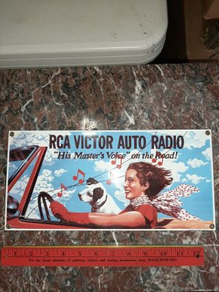 Rca Victor Auto Radio Porcelain Metal Sign