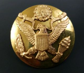 Vintage Brass Us Military Army Hat Pin Badge W/eagle E Pluribus Unum.
