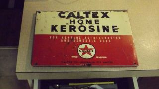 Caltex Oil Sign 36cm X 25cm 58 Years Old Ex Rural Garage Suit Oil Collector