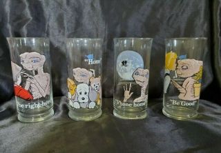 Vintage 1982 Set Of 4 Pizza Hut Extra - Terrestrial Pizza Hut Collector Glasses