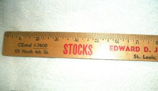Edward D.  Jones Vintage 15 Inch Wooden Ruler St.  Louis,  Mo