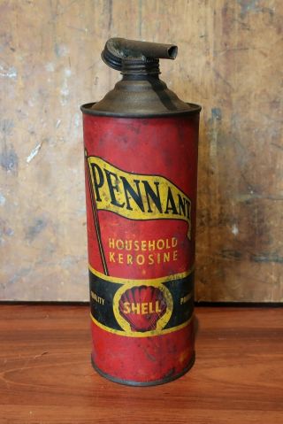 Shell Pennant Vintage Household Kerosene 1 Imperial Quart Can