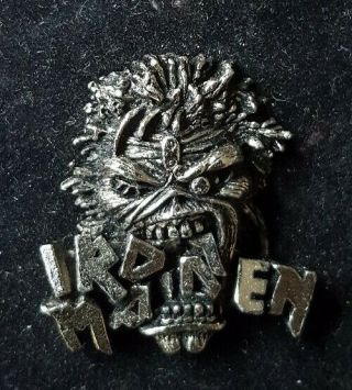 Iron Maiden Vintage Eddie Crunch Pin Badge,  1991 Poker Rox Alchemy,  Pewter.
