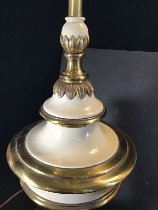 Pair HEAVY STIFFEL Vintage Enamel Brass Trophy Urn Lamps Hollywood Regency 2