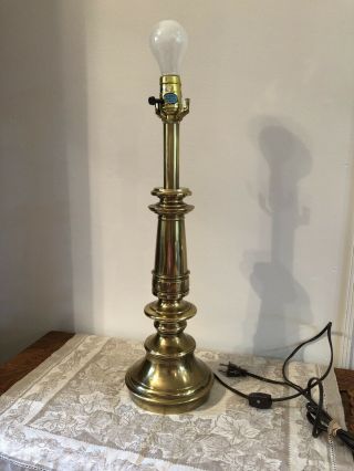 Vintage Stiffel 21” Brass Mid Century Modern Solid Brass Table Desk Lamp Heavy 2
