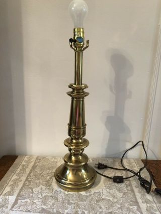 Vintage Stiffel 21” Brass Mid Century Modern Solid Brass Table Desk Lamp Heavy 3