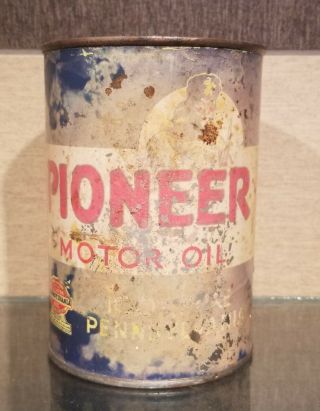 1930s Pioneer 100 Pure Pennsylvania One Quart Motor Oil Can