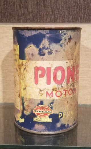 1930S PIONEER 100 PURE PENNSYLVANIA ONE QUART MOTOR OIL CAN 2