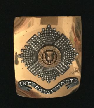The Royal Scots Belt Plate Shoulder Badge British Army Great Vintage Piece