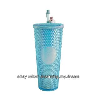 Starbucks 2020 China Baby Blue Studded Cute Rabbit Topper Cold Water Cup Tumbler