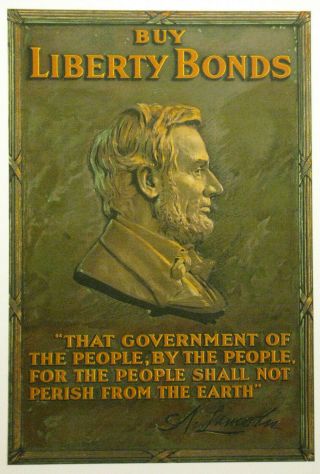 Abe Lincoln Liberty Loan Bond Poster First World War Ww1 Wwi 1918