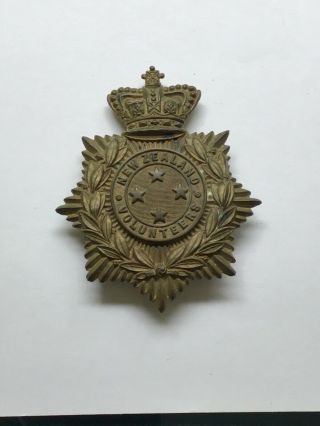 Pre 1901 Victorian Zealand Volunteers Helmet Plate Nz Army Rare Badge