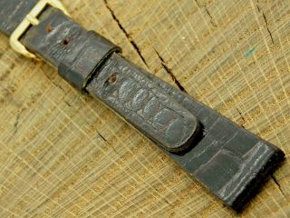 Vintage Pre - Owned Mens Black Leather Watch Band With Gold Tone Buckle 17.  5mm