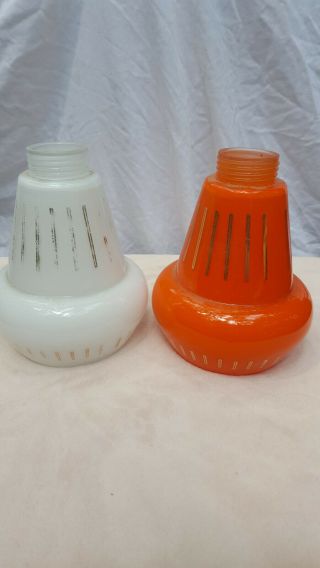Pair Retro Mid Century Modern Atomic Tension Pole Lamp Glass Shades Only