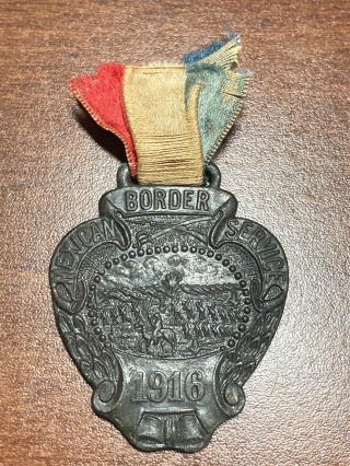 1916 National Guard Mexican Border Service Medal / Watch Fob Battle At Carrazil