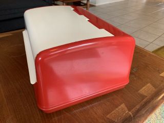 Vintage Retro Lustro Ware Bread Box Red & White Plastic No.  20 - B Made In USA 3