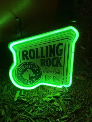 Rolling Rock Bar Or Desk Top Neon Sign 1995.  Made In Usa