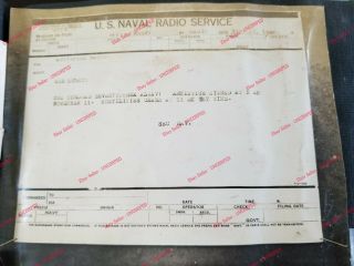 Wwi Armistice Message Us Navy Radio Service Uss Mercy Ah - 4 Nov.  11 1918 Secnav