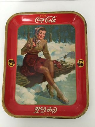 1941 Coca Cola Tray Female Skater American Art Inc
