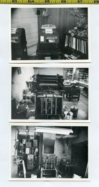 (6) Vintage 1975 Photos / Newspaper Printing Machines Press - Taft Ca Daily